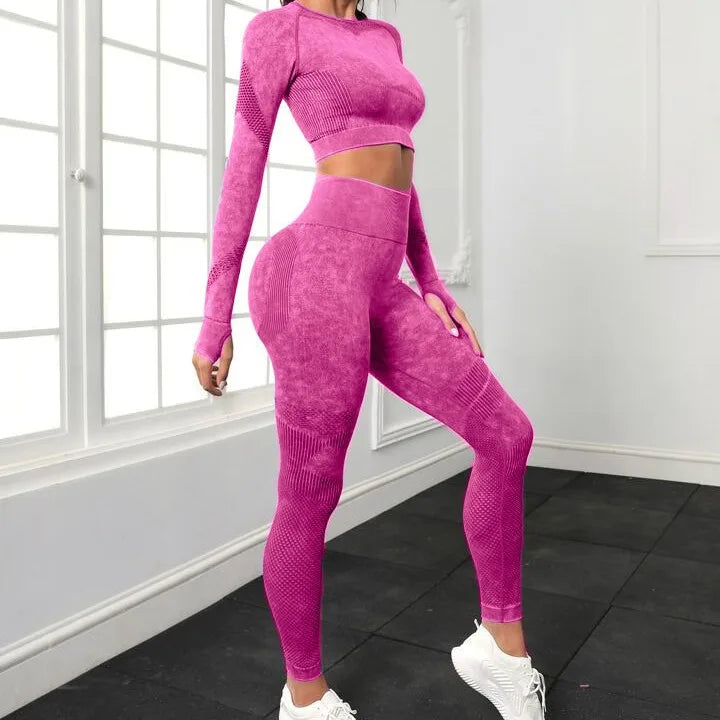 Seamless Yoga Sets Women Workout Sportswear Gym Clothing Long Sleeve