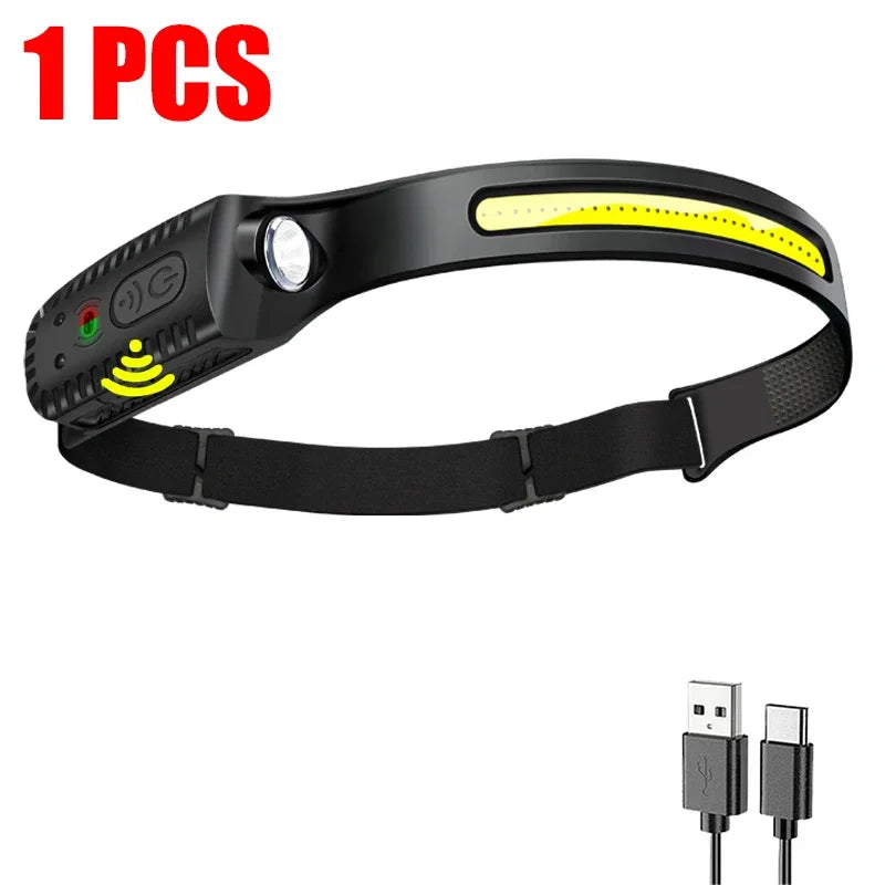 USB Rechargeable LED Sensor Headlamp XPE+COB Headlight Led Head Torch Camping Search Light Head Flashlight for Fishing Lantern