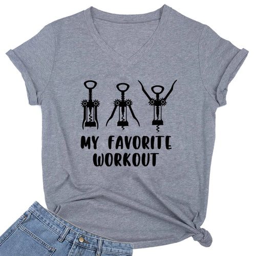 My Favorite Workout Print Tshirt Spring Short Sleeves Women Tee Funny