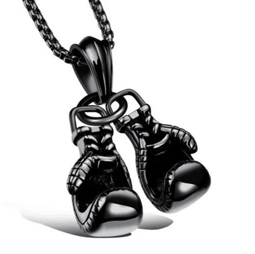 2023 new vintage fitness boxing gloves titanium steel necklace punk