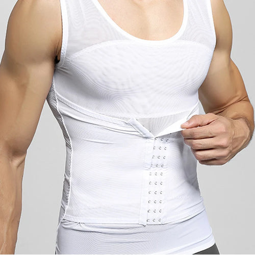 Mens Compression Vest Slimming Body Shaper Shirt Tummy Control Fitness