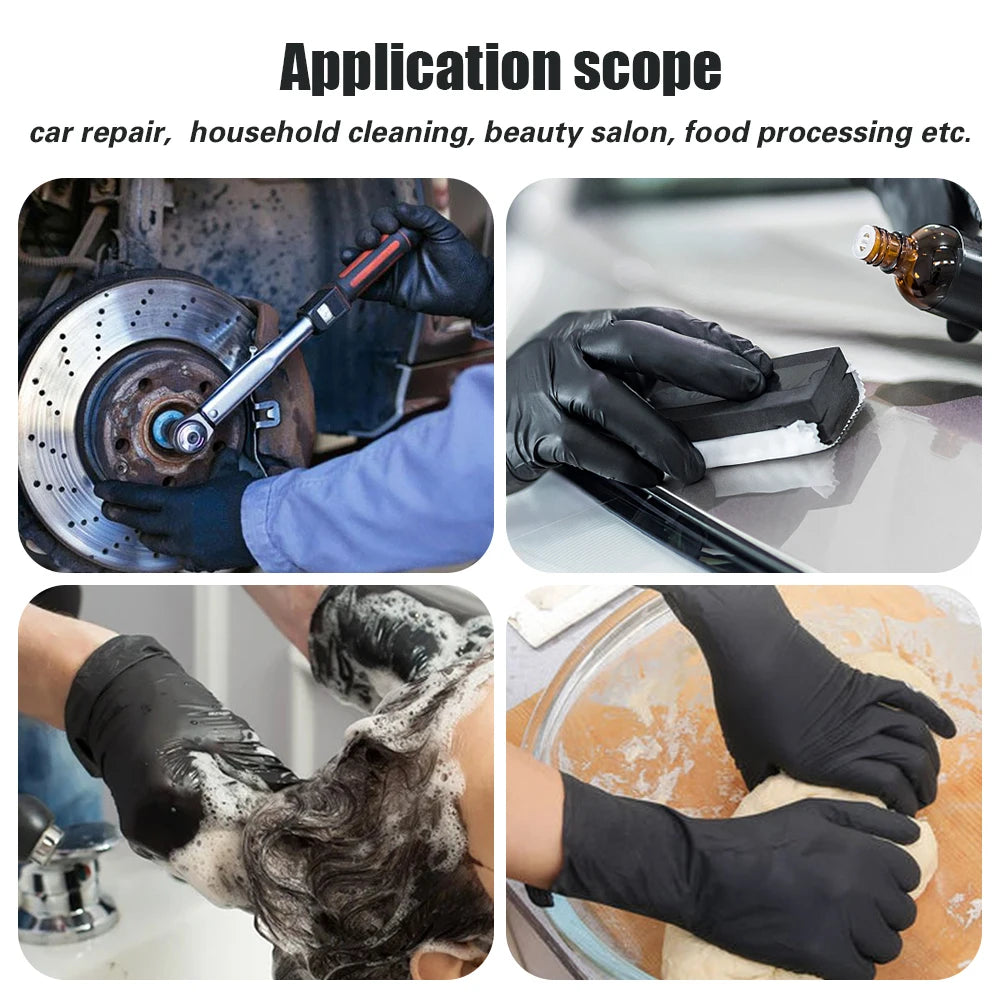 20Pcs Nitrile Disposable Gloves Waterproof Latex Free Black Cooking Kitchen Food Gloves Laboratory Cleaning Car Repairing Gloves