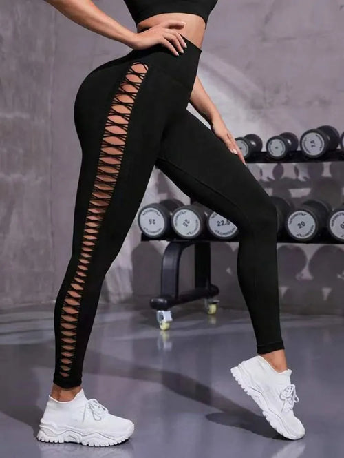 Sexy Hollow Black  Seamless Leggings Women Fitness Leggings Gym Yoga