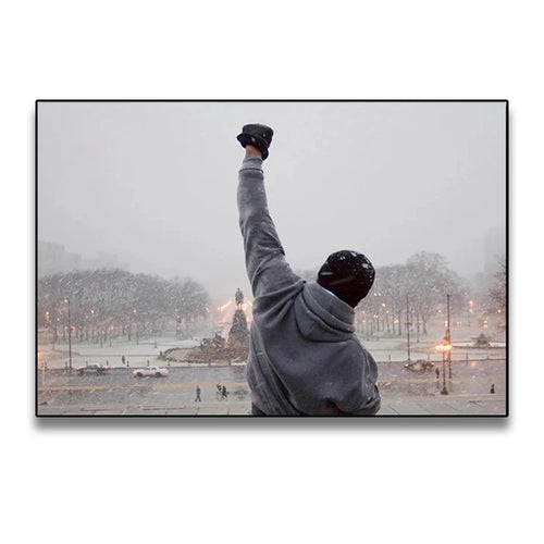 Black and White Rocky Balboa Boxing Wall Art Canvas Painting