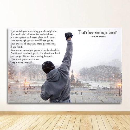 Black and White Rocky Balboa Boxing Wall Art Canvas Painting