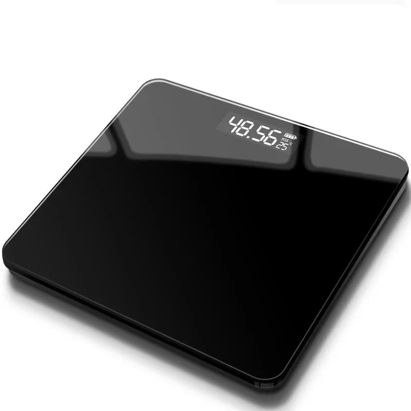 Household Floor Body Scales Black Battery Powered Tempered Glass LCD