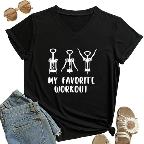 My Favorite Workout Print Tshirt Spring Short Sleeves Women Tee Funny