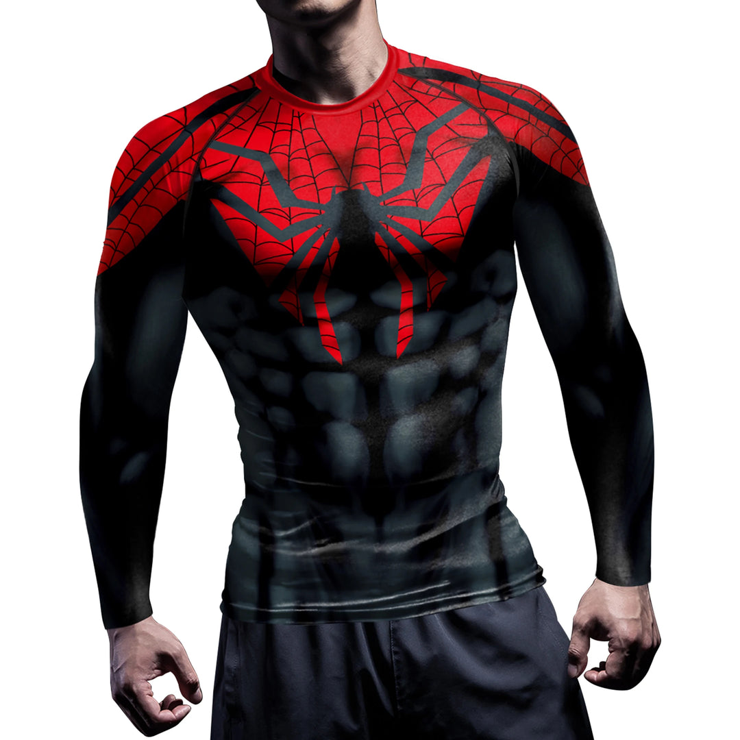 Compression Shirts for Men Long Sleeve Comics Spider Cosplay T-Shirt Superhero Top Elastic Fitness Sportwear Halloween Clothes