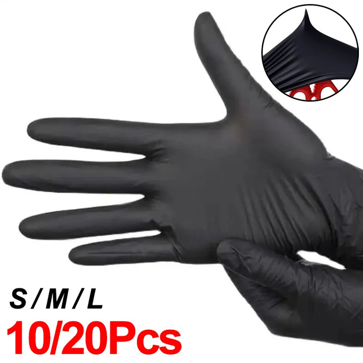 20Pcs Nitrile Disposable Gloves Waterproof Latex Free Black Cooking Kitchen Food Gloves Laboratory Cleaning Car Repairing Gloves