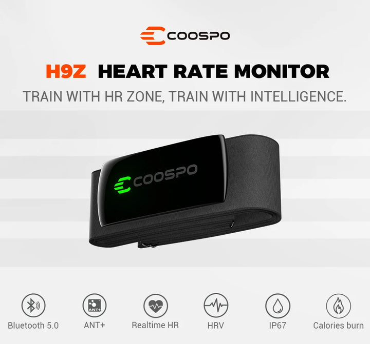 COOSPO H9Z Rechargeable Heart Rate Monitor Chest Strap Bluetooth5.0 ANT+ HR Sensor HRM IP67Waterproof Use for Garmin wahoo Zwift