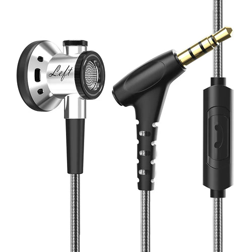 Metal HiFi Flat Head Earphone with Microphone Bass Headset Headphones