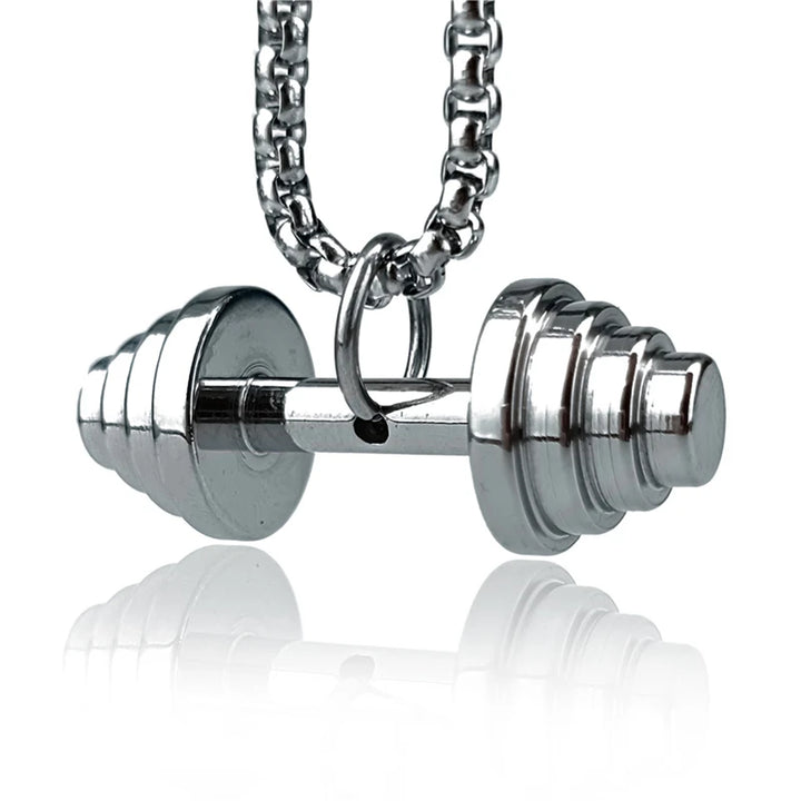 Titanium Steel Dumbbell Pendant Fitness Equipment Barbell Necklace Domineering Muscle Men's Fitness Leisure Sports Jewellery Gift