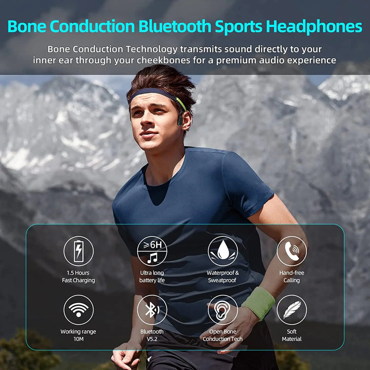 Upgraded Bone Conduction Headphones Wireless Bluetooth 5.2 Open Ear