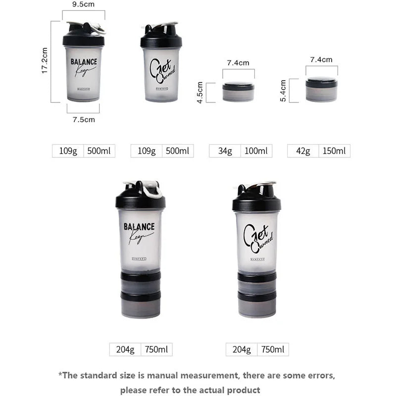 500ml Large-capacity Shaker Protein Bottle Powder Mixing Cup Portable