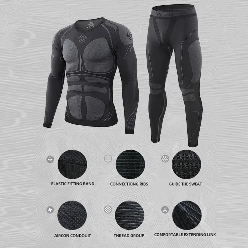 Men Sport Thermal Underwear Suits Outdoor Cycling Compression