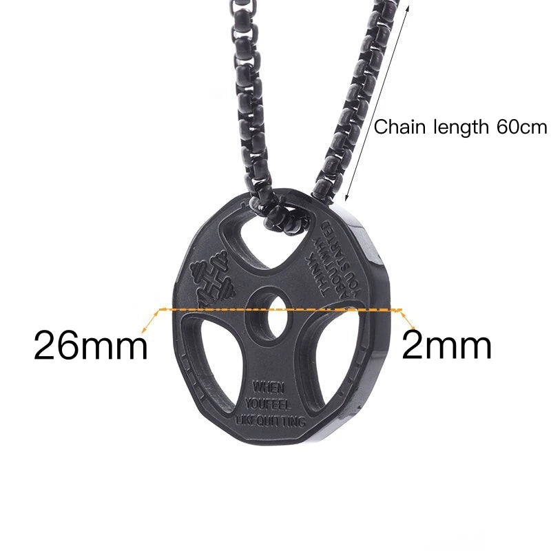 Titanium Steel Dumbbell Pendant Fitness Equipment Barbell Necklace Domineering Muscle Men's Fitness Leisure Sports Jewellery Gift