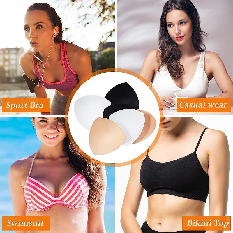 2/12pcs Bra Pads Soft Sponge Women's Triangle Bra Pad Sports Bra