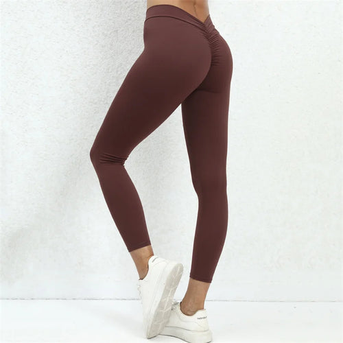 Fitness Back V Leggings Yoga Pants Sports High Waist Scrunch Leggings