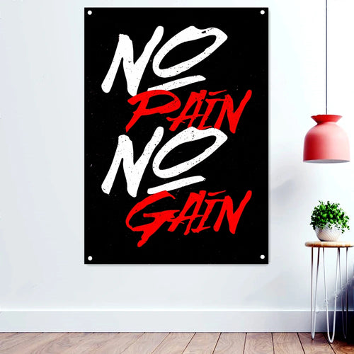 NO PAIN NO GAIN Success Inspirational Poster Wall Hanging Flag Mural