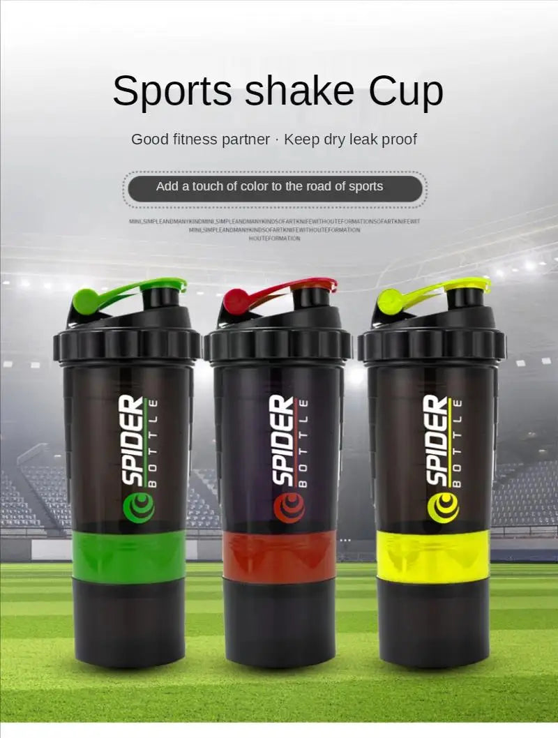 3 Layers Shaker Protein Bottle Powder Shake Cup Large Capacity Water Bottle Plastic Mixing Cup Body-Building Exercise Bottle