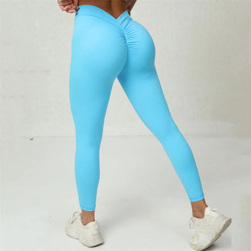 Fitness Back V Leggings Yoga Pants Sports High Waist Scrunch Leggings