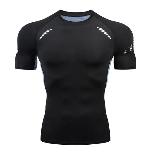 Men Short Sleeve Rash Guard Compression Shirts Quick Dry Fitness