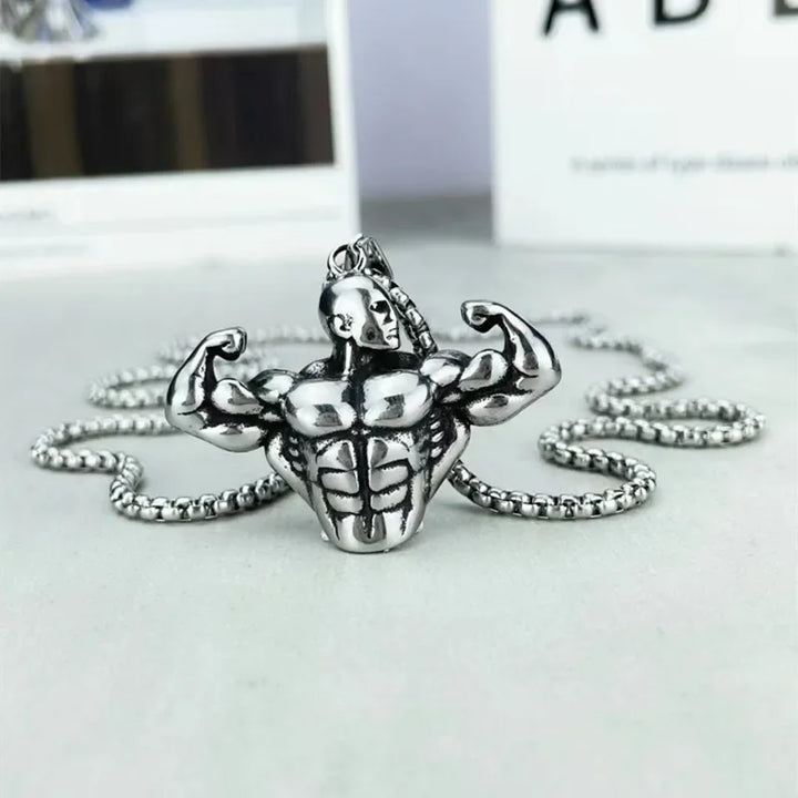 Bodybuilding Arm Muscle Man Statue Pendant Men's Sports Fitness Necklace Men's Gym Leisure Pendant Accessories Jewellery