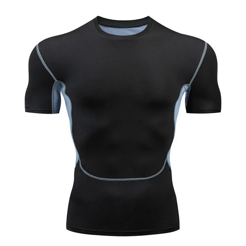 Men Short Sleeve Rash Guard Compression Shirts Quick Dry Fitness