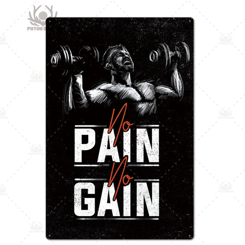 Putuo Decor Gym Tin Sign Plaque Metal Plate Work Out Wall Art Poster