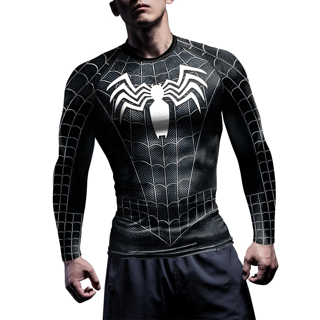 Compression Shirts for Men Long Sleeve Comics Spider Cosplay T-Shirt Superhero Top Elastic Fitness Sportwear Halloween Clothes