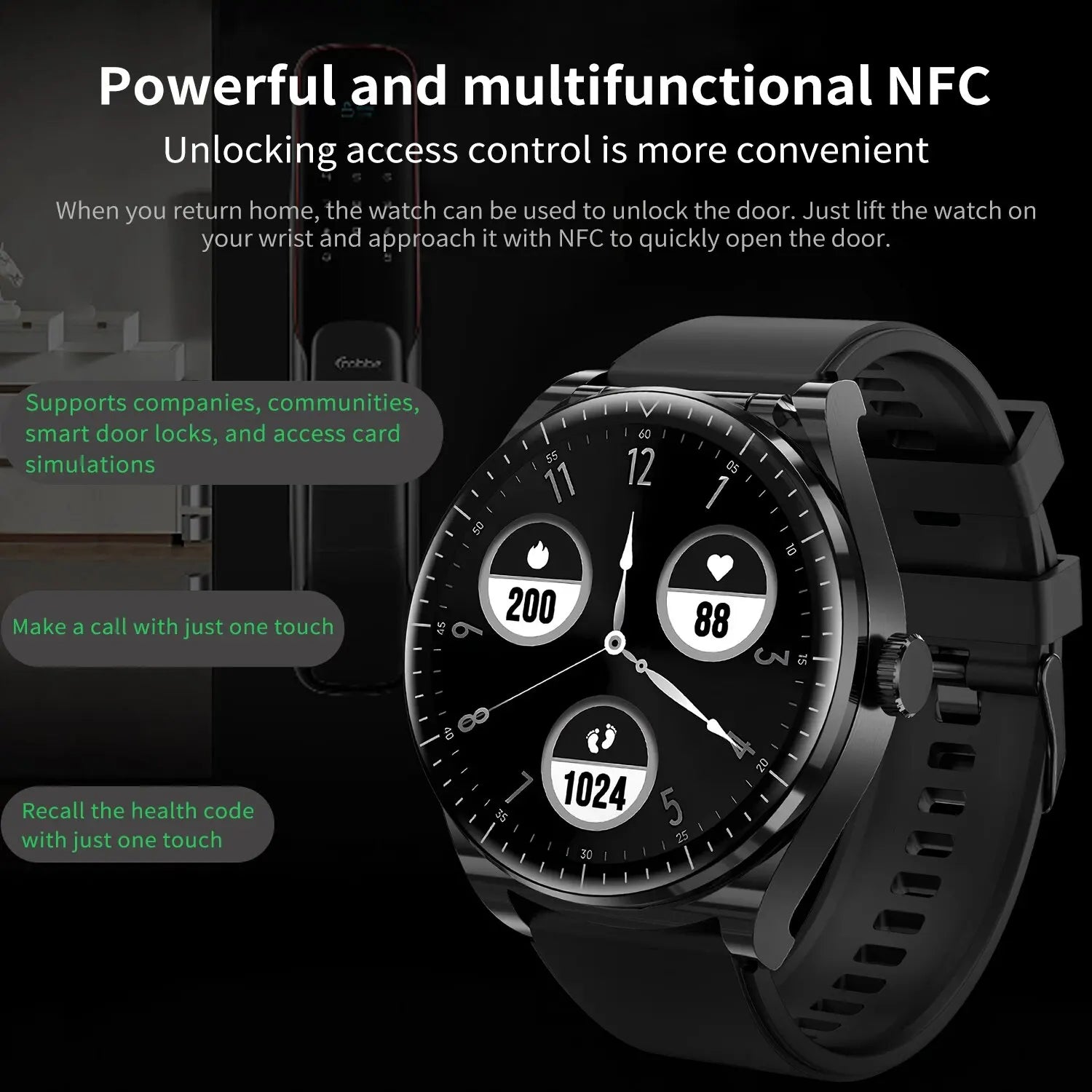 New TWS Earphone Smart Watch NFC Function Fitness Tracker Sports
