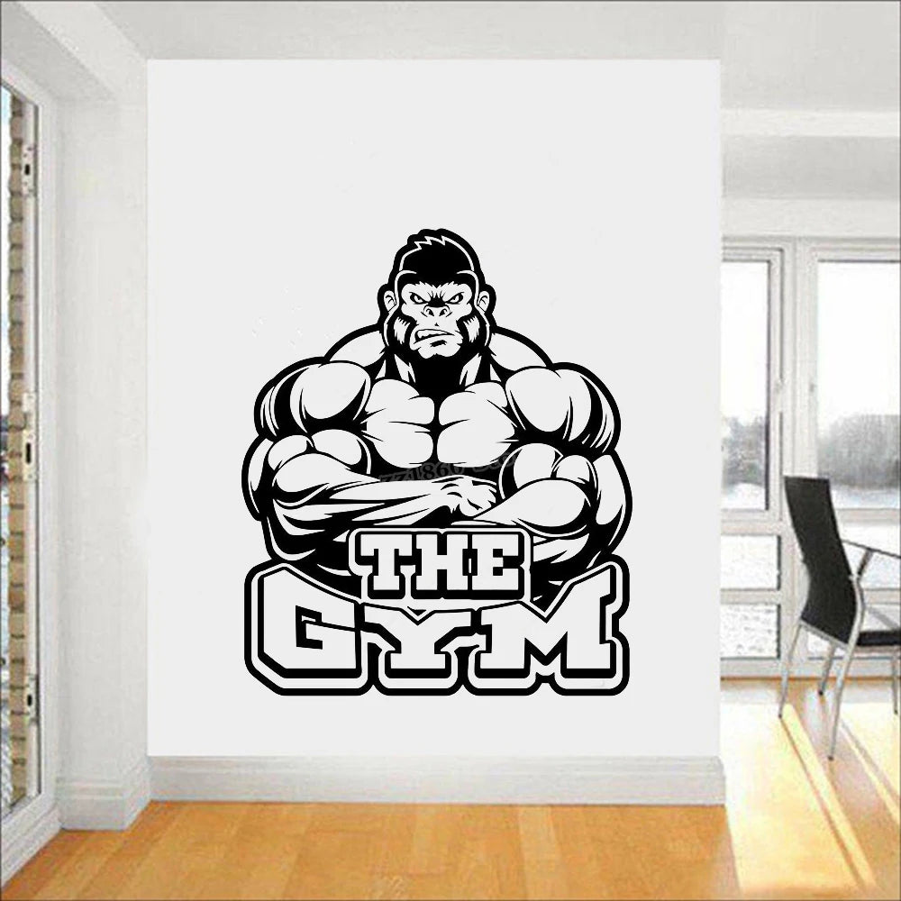Gym Sign Vinyl Wall Decal Gorilla Beast Mode Gym Sign Wall Sticker