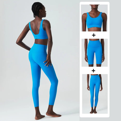 2/3 Pieces Fitness Yoga Set Women Solid Color Lycra Workout Gym Suit