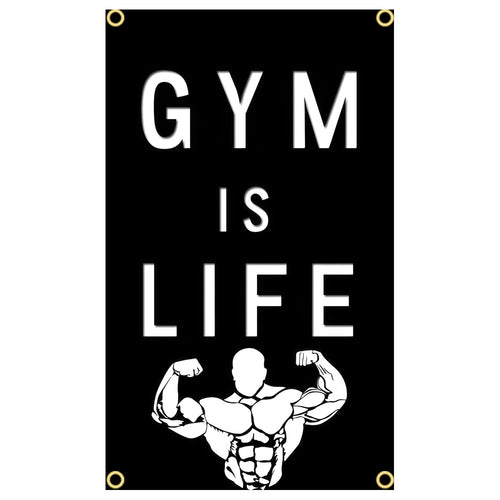 GYM Flag Message Signs Slogan Exercise Fitness Poster Advertise Logo
