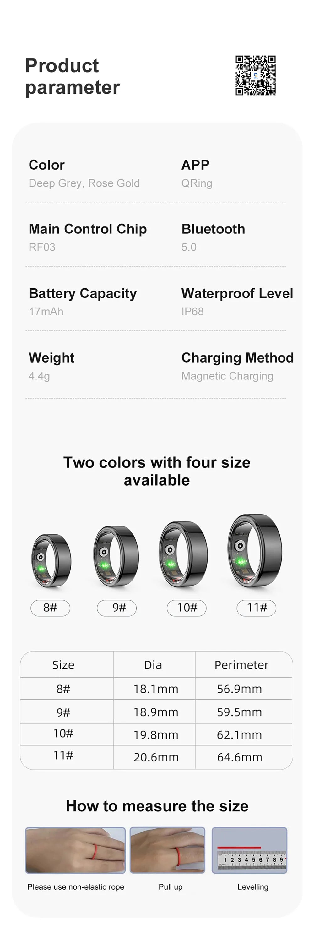 llNuyoah R02 Smart Ring Military For sports Swim Sleep Health Monitoring Grade Titanium Steel Shell IP68 & 3ATM Waterproof Multi