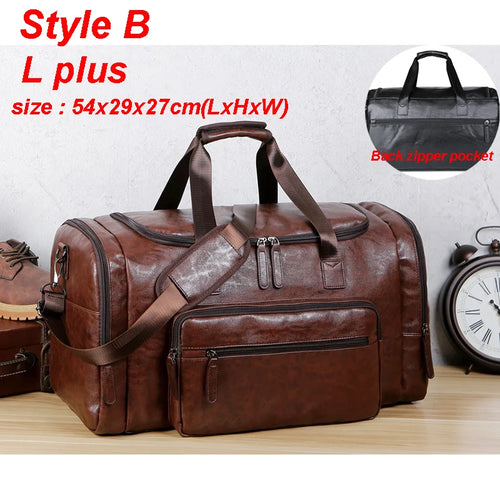 Men's PU Leather Gym Bag Sports Bags Duffel Travel Luggage Tote