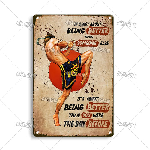 Artisian Sport Metal Sign Boxing Tin Poster Retro Decorative Plate Gym