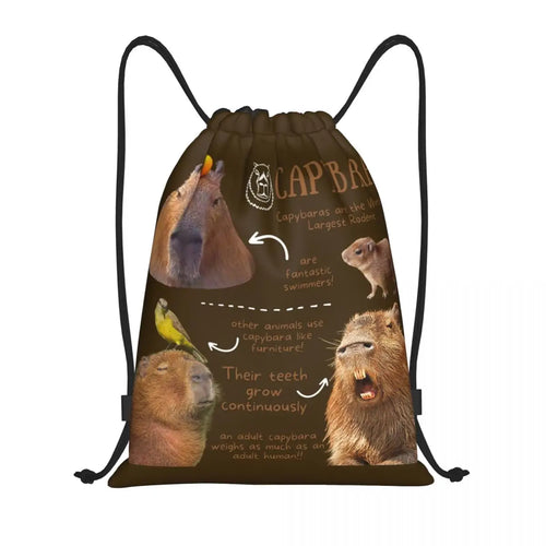 Capybara Giant Cavy Rodent Gamer Gaming Drawstring Backpack Women Men