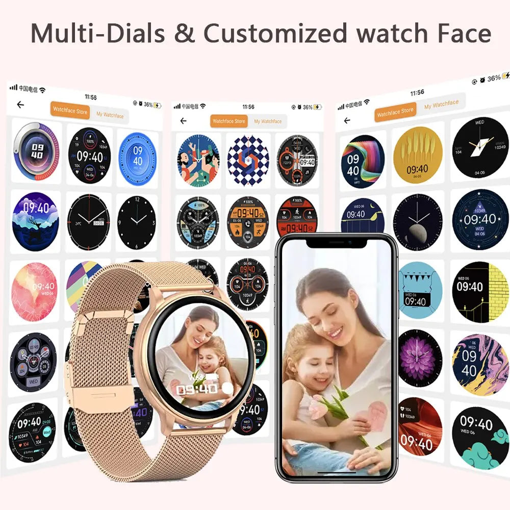 Bluetooth Call Smart Watch Women Custom Dial Steel Watches Men Sports