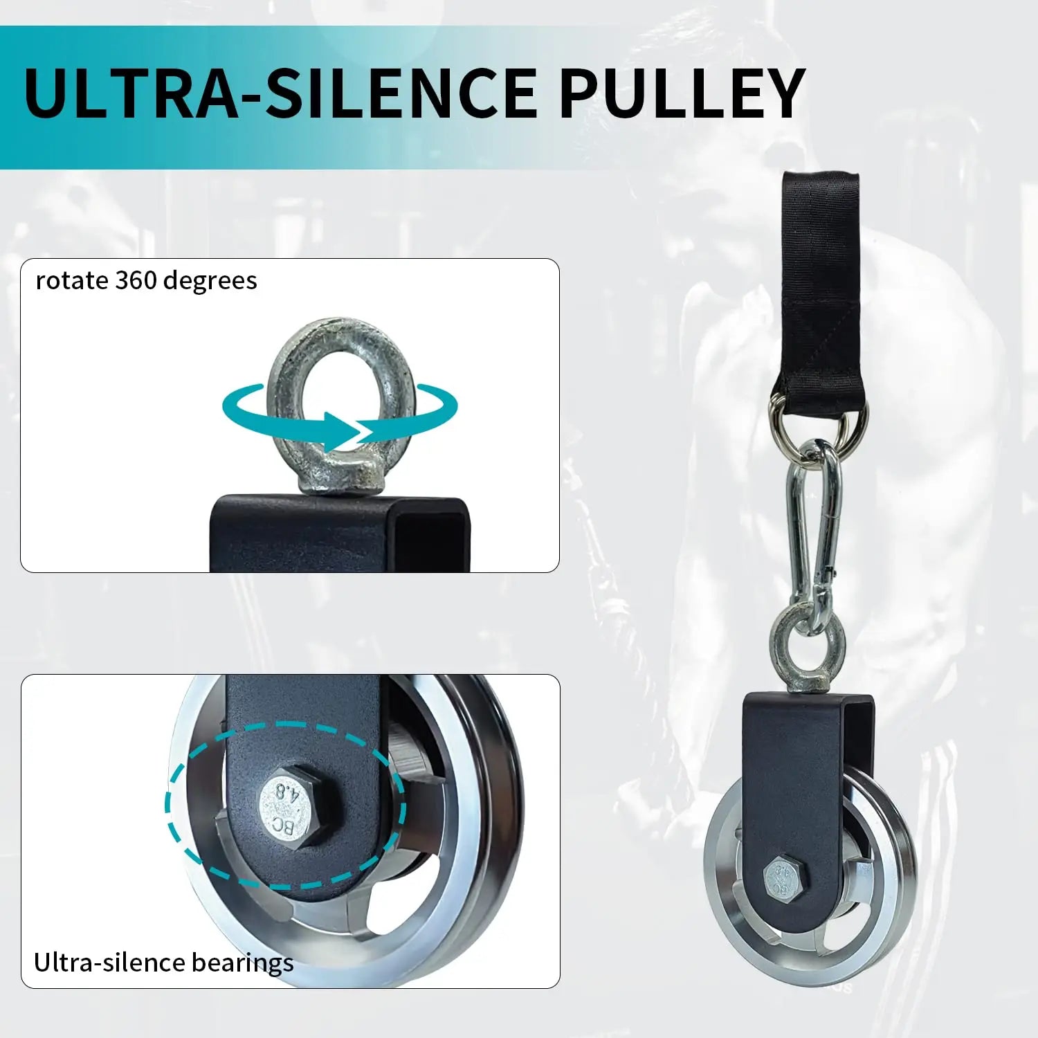 Heavy Duty Pulleys Lightweight Aluminum Silence Detachable 360