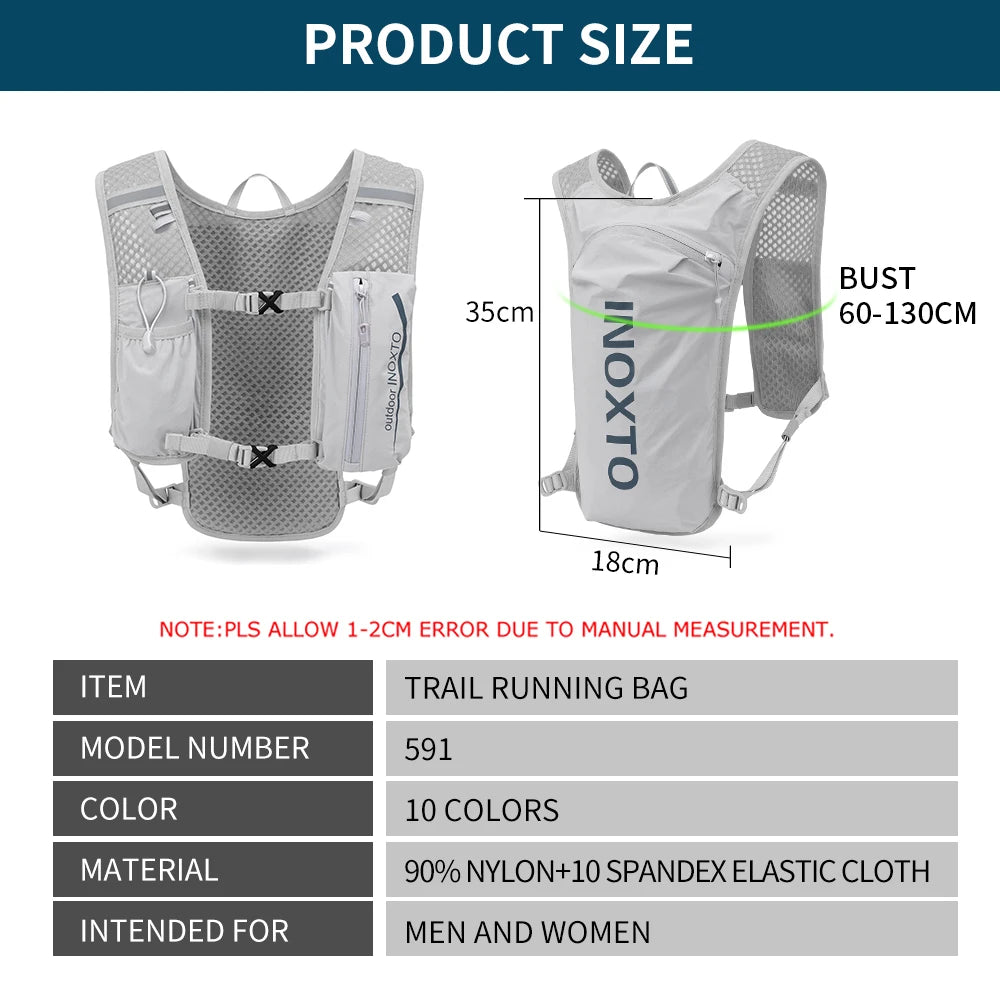 INOXTO waterproof running backpack 5L ultra-light hydration vest