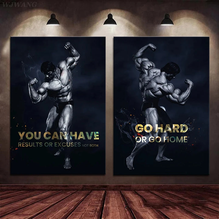 Muscular Man Bodybuilder Art Posters and Prints Canvas Painting Motivational Wall Art Pictures for Gym Living Room Home Decor