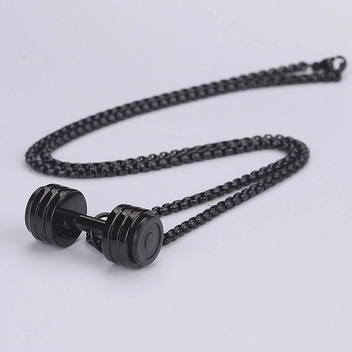 Titanium Steel Dumbbell Pendant Fitness Equipment Barbell Necklace Domineering Muscle Men's Fitness Leisure Sports Jewellery Gift