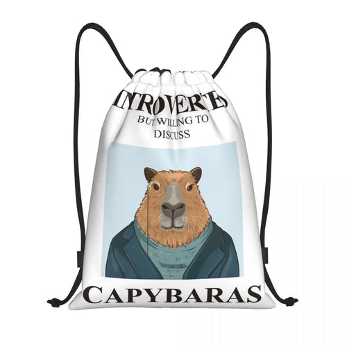 Custom Capybara Dozing In The Sunshine Printing Drawstring Bag for