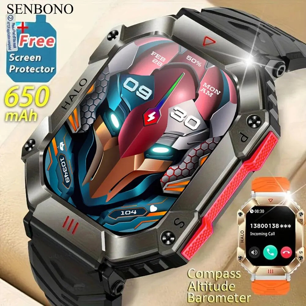 SENBONO 2023 Men Smartwatch Compass Barometer Altimeter GPS Trajectory