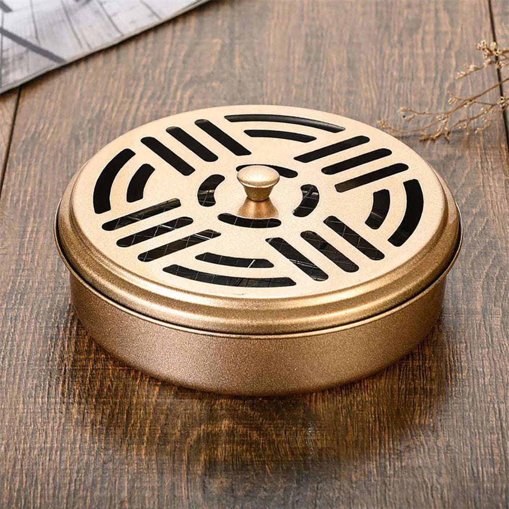 Stainless Steel Mosquito Coil Box Tray Shelf Home With Cover And Fireproof Anti-scalding Creative Incense Stove Mosquito Coil