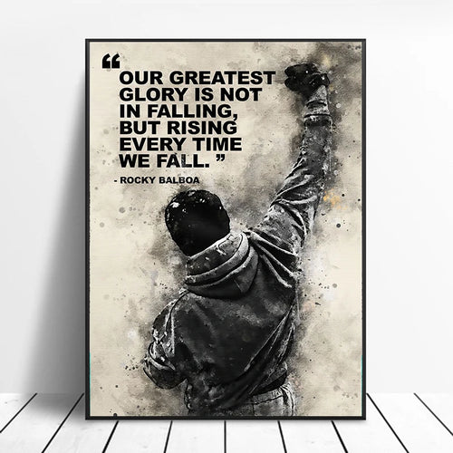 Black and White Rocky Balboa Boxing Wall Art Canvas Painting