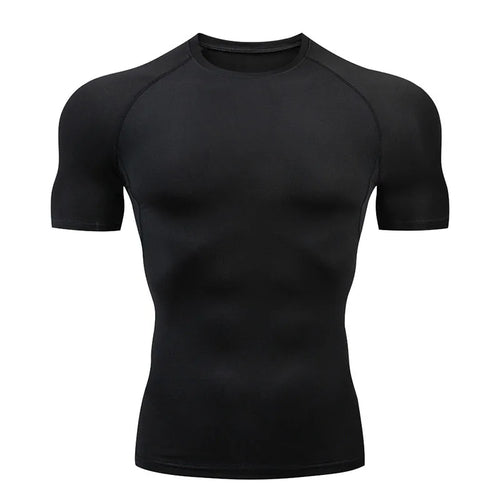 Men Short Sleeve Rash Guard Compression Shirts Quick Dry Fitness