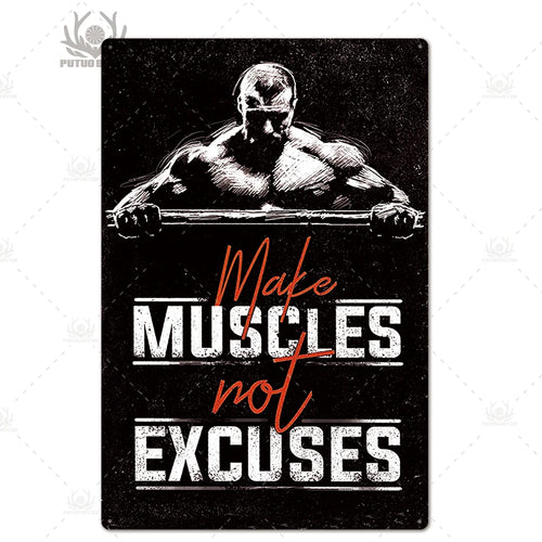 Putuo Decor Gym Tin Sign Plaque Metal Plate Work Out Wall Art Poster