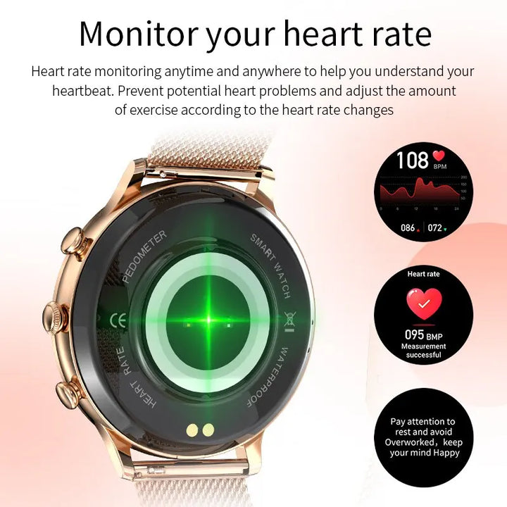 LIGE Fashion Smart Watch For Lady Bluetooth Call Blood Pressure DIY